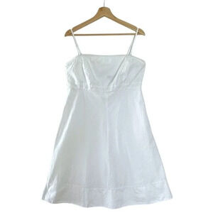 Y2K Gap 100% Cotton White Adjustable Spaghetti Strap A Line Midi Dress Size 14